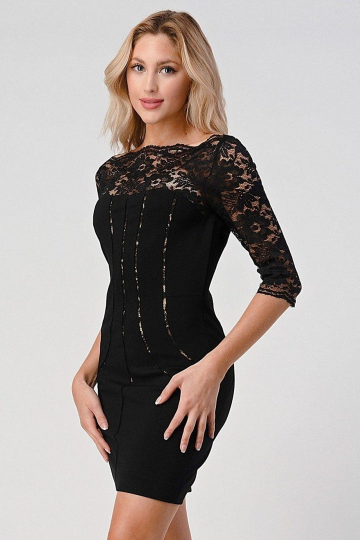 Bustier Lined Lace Top Bodycon Dress - Brand My Case