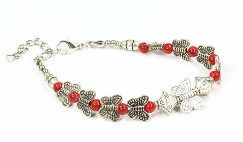 Butterflies And Four Clover Charms Bracelet - Brand My Case
