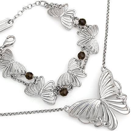 Butterflies Big and Small Necklace & Bracelet Set - Brand My Case