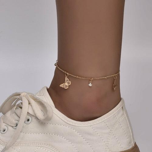 Butterfly Bohemia Silver Plated Chain Ankle Bracelet - Brand My Case