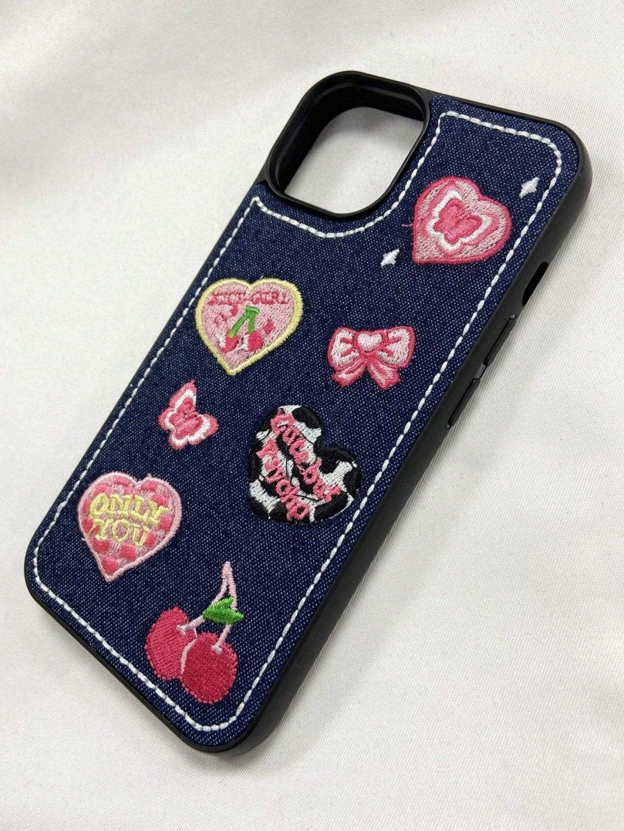 Butterfly Cherry Embroidered Silicone Anti fall Phone Case - Brand My Case