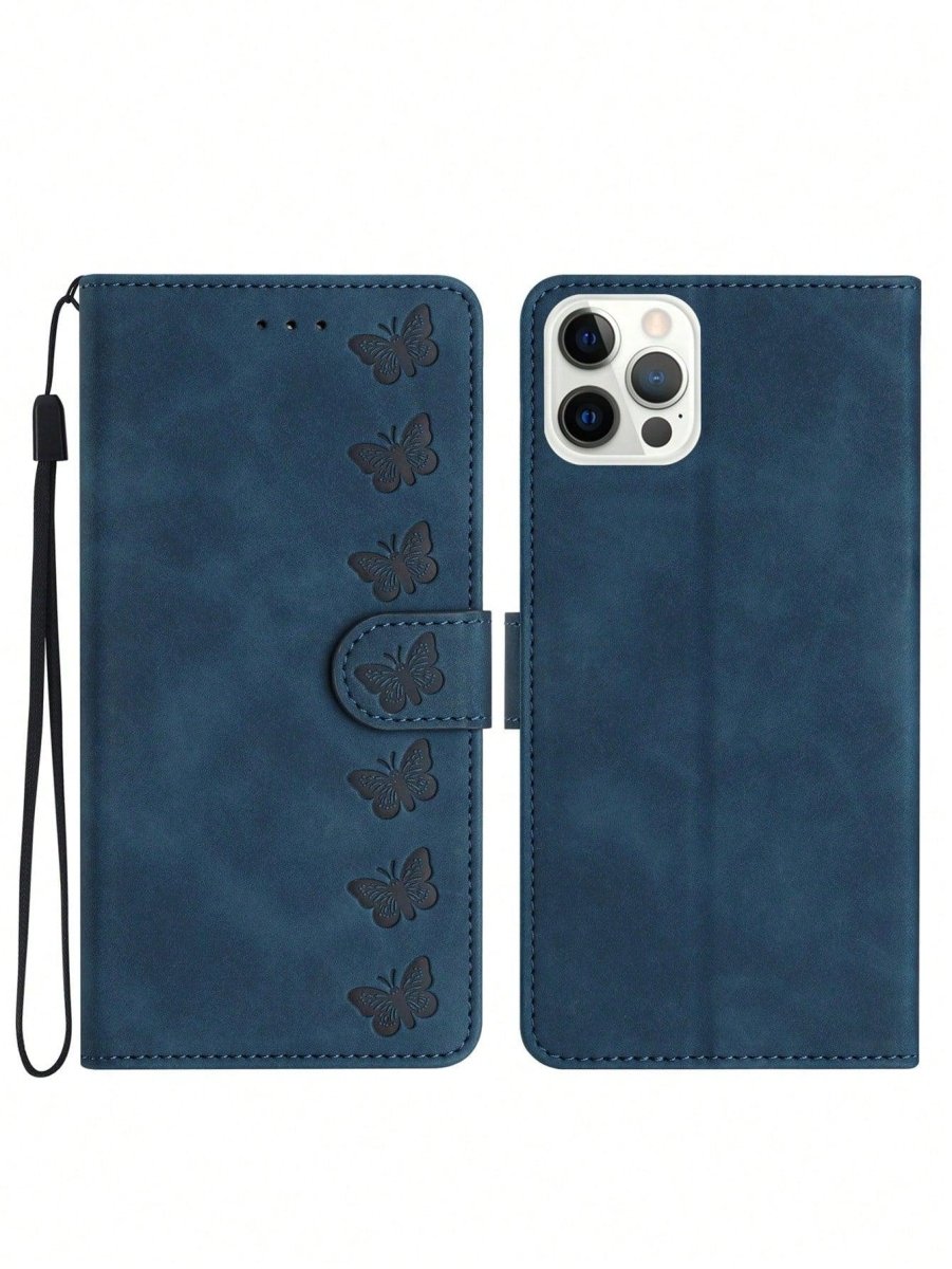 Butterfly Embossed PU Flip Phone Case - Brand My Case