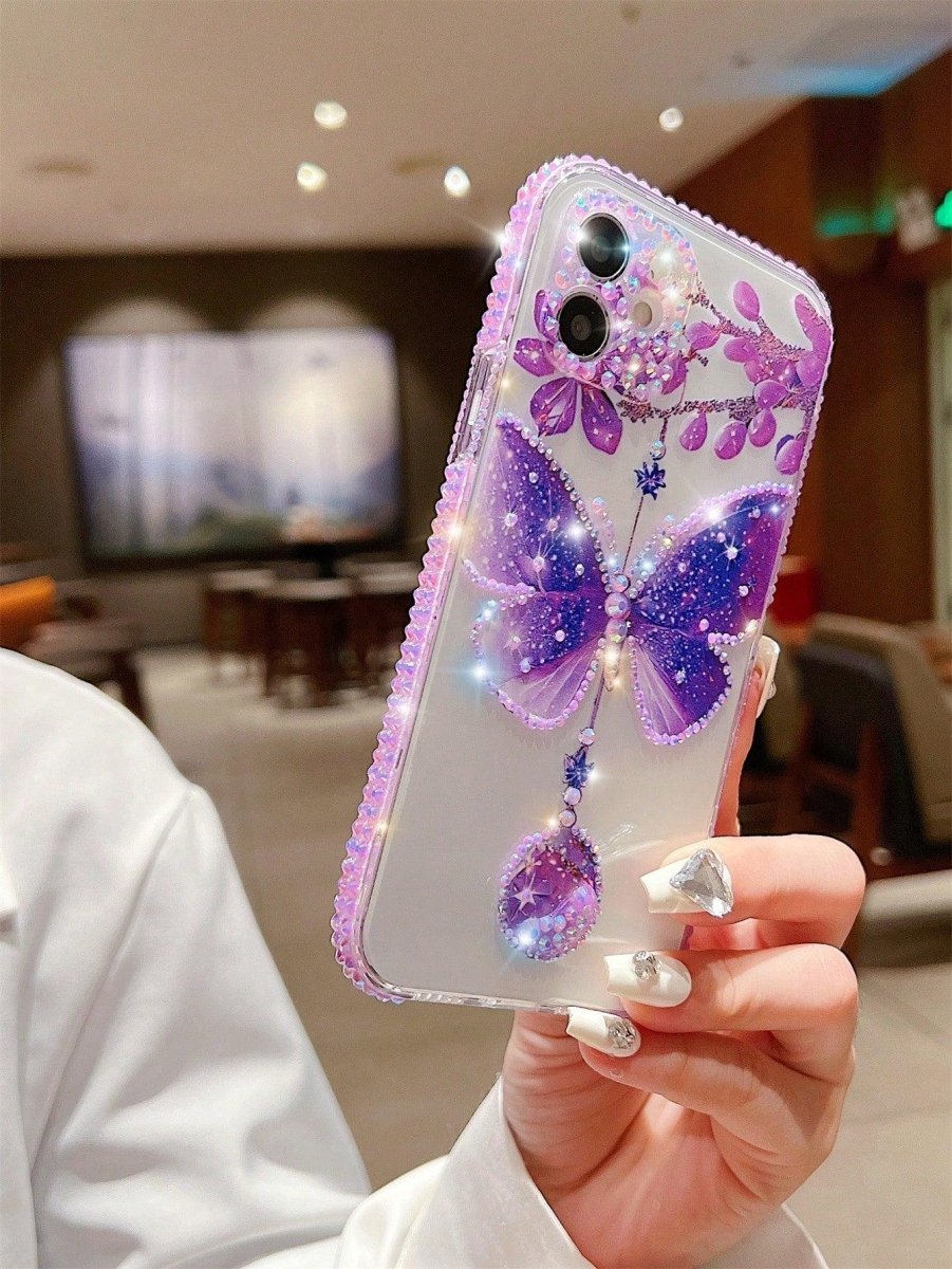 Butterfly Glittered Clear Phone Case - Brand My Case