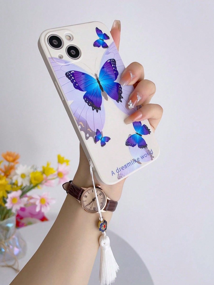 Butterfly Pattern Anti fall Phone Case With Lanyard - Brand My Case
