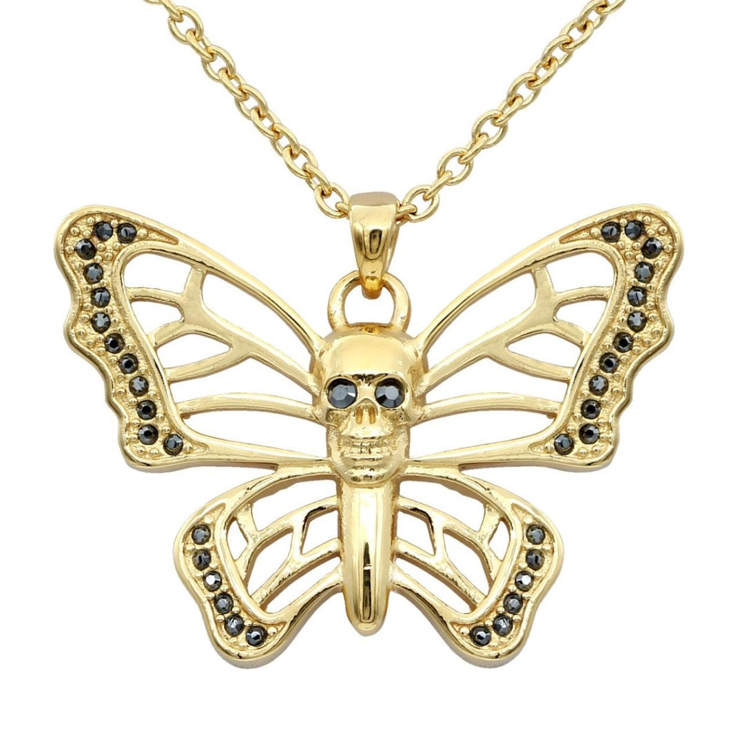 Butterfly Skull Gold-Plated Necklace - Brand My Case