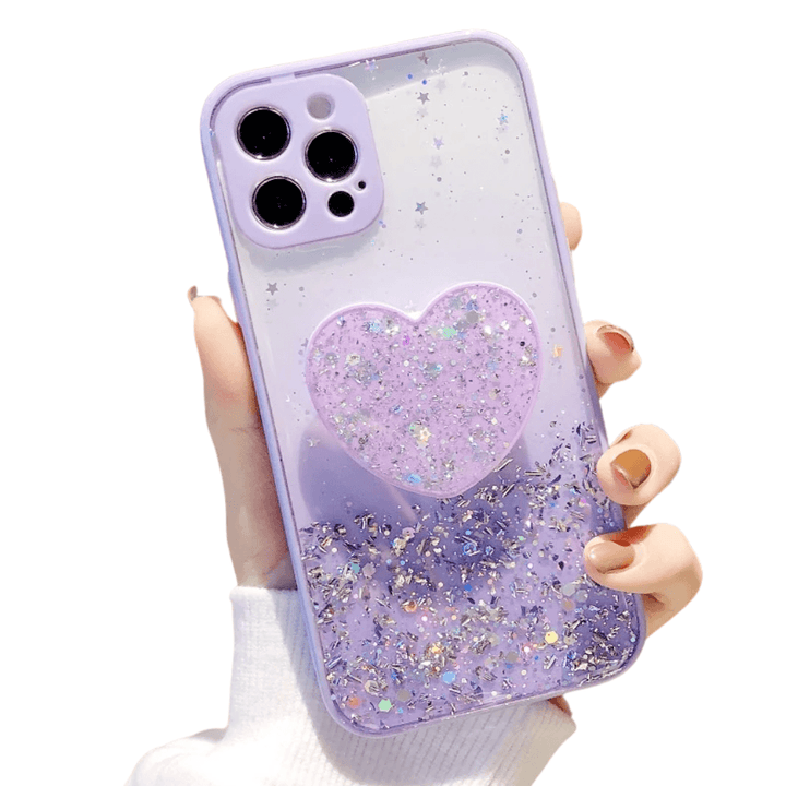 Buy 1 Get 1 Free Sequins Glitter Case with Love Stand for iPhone - Brand My Case