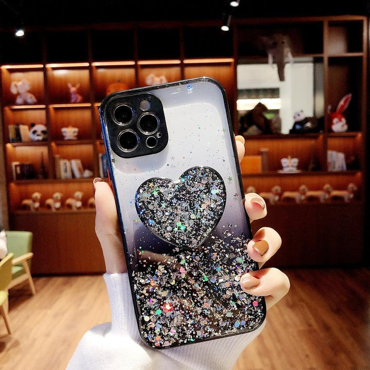 Buy 1 Get 1 Free Sequins Glitter Case with Love Stand for iPhone - Brand My Case