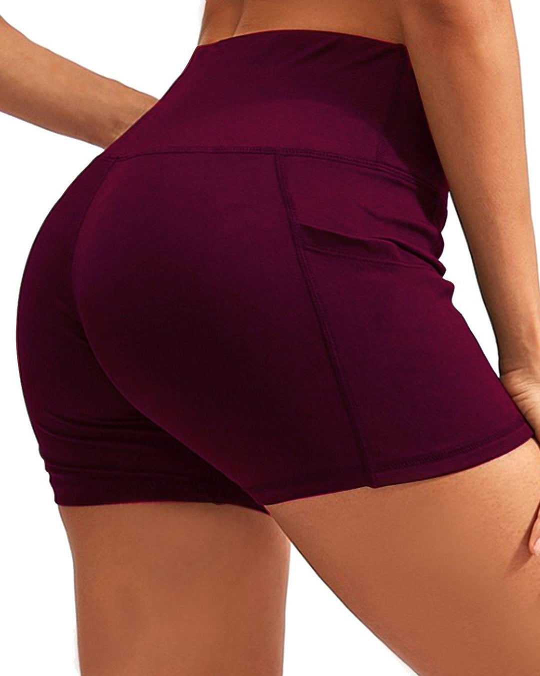 CALCAO HIGH WAIST YOGA SHORTS WITH POCKET - RED - Brand My Case