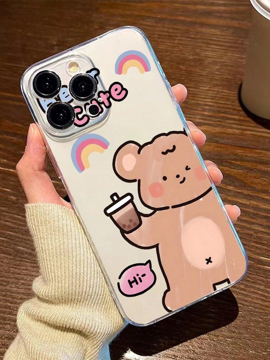 Cartoon Bear Pattern Clear Phone Case - Brand My Case