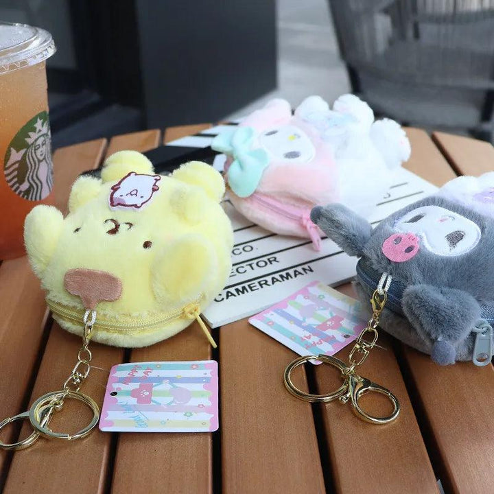 Cartoon Cute Sanrio Melody Plush Purse Keychain Hello Kitty Coin Purse Cinnamoroll Plush Pendant Soft Stuffed Plush Toy for Girl - Brand My Case