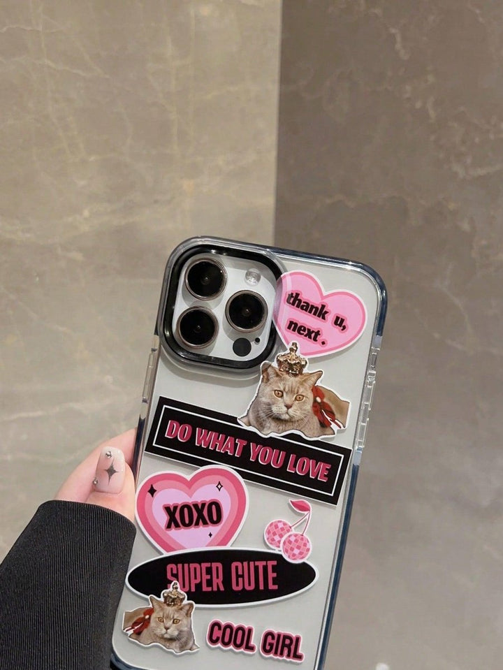 Cat Letter Graphic Clear Phone Case - Brand My Case