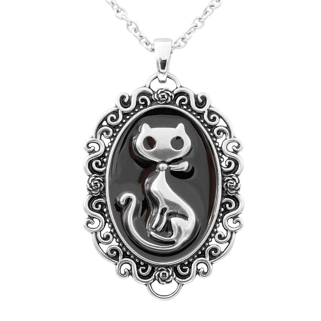 Cat Silhouette Cameo Necklace - Brand My Case