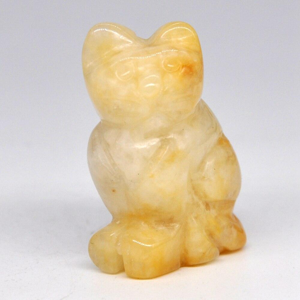 Cat Statue Natural Gemstone Carving Healing Crystal Animals Figurines Reiki Stones Decoration Wholesale - Brand My Case