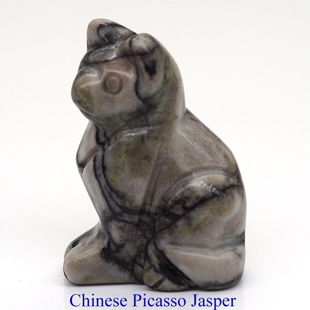 Cat Statue Natural Gemstone Carving Healing Crystal Animals Figurines Reiki Stones Decoration Wholesale - Brand My Case