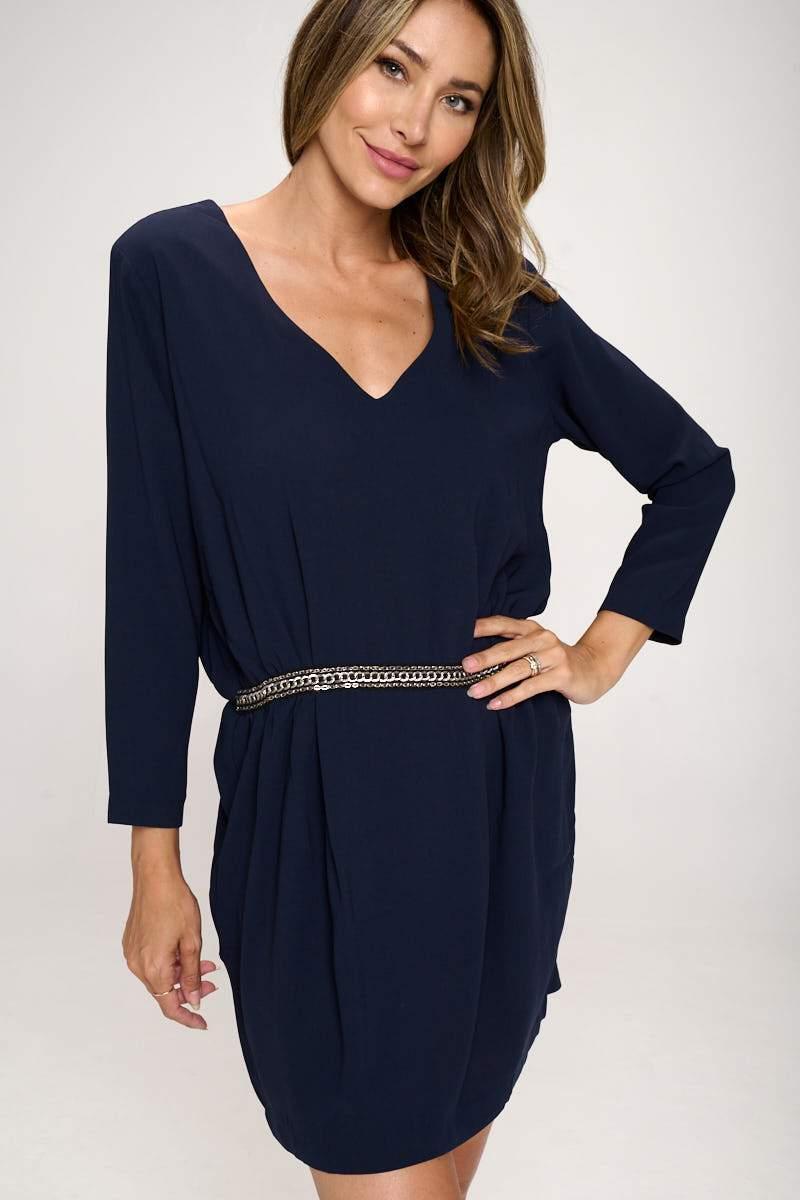 Chain Embellishment Dress With 3/4 Sleeve Top - Brand My Case