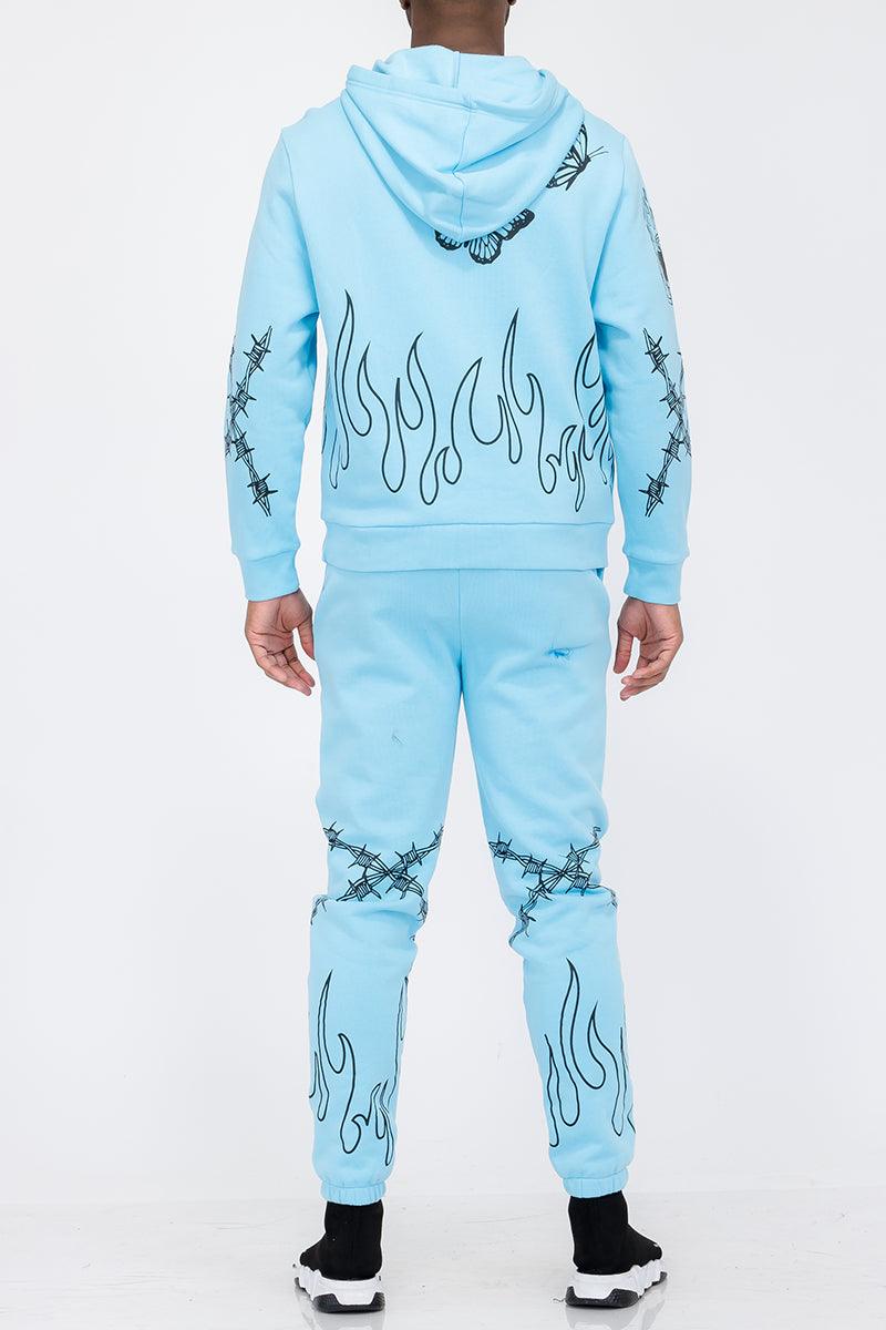 CHENILLE FLAME PATCH SWEAT SUIT - Brand My Case