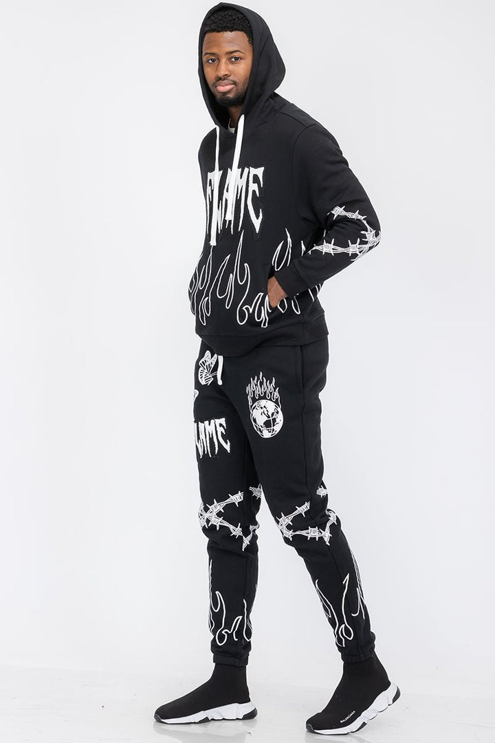 Chenille Flame Sweat Suit