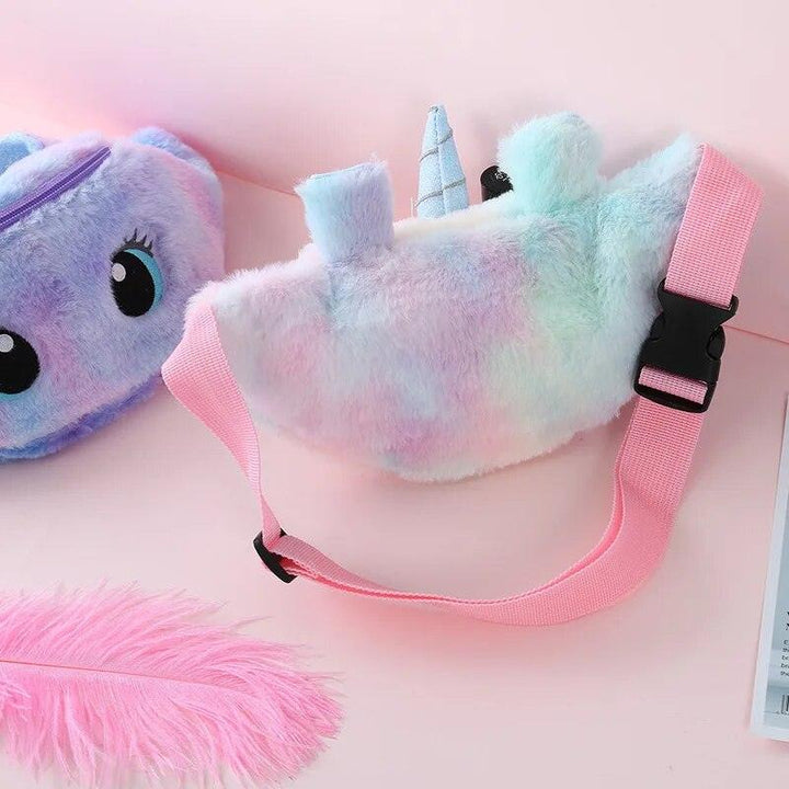 Children's Fanny Pack Cute Unicorn Plush Toys Belt Gradient Color Chest Bag Cartoon Coin Purse Travel Chest Bag Girls Waist Bag - Brand My Case