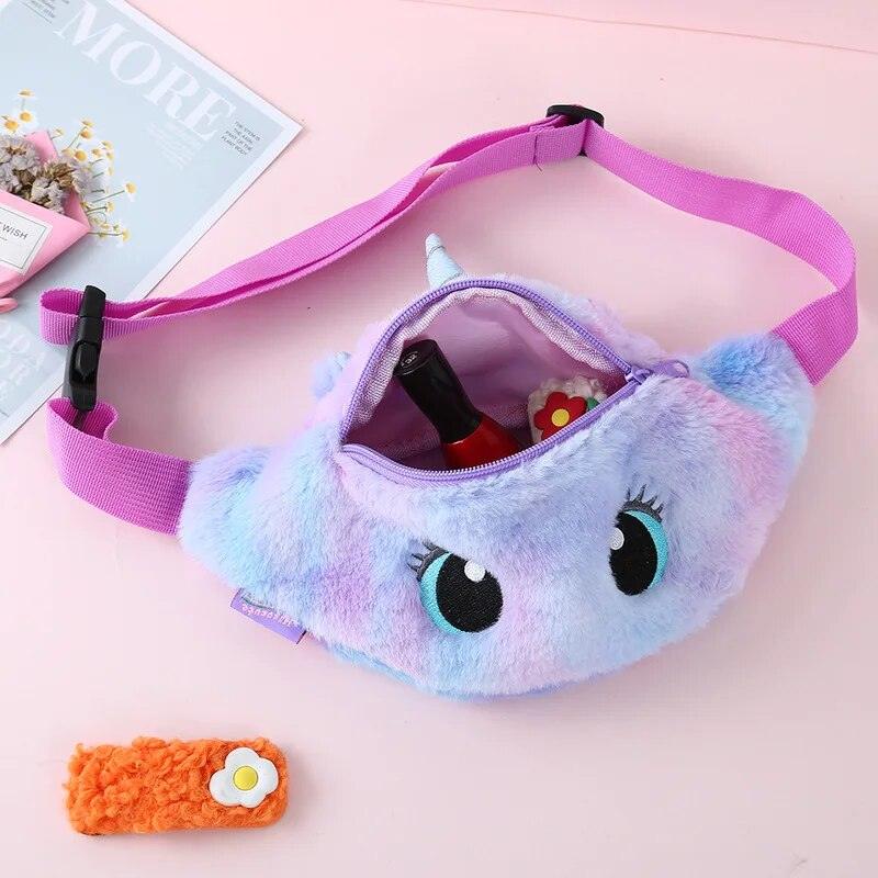 Children's Fanny Pack Cute Unicorn Plush Toys Belt Gradient Color Chest Bag Cartoon Coin Purse Travel Chest Bag Girls Waist Bag - Brand My Case