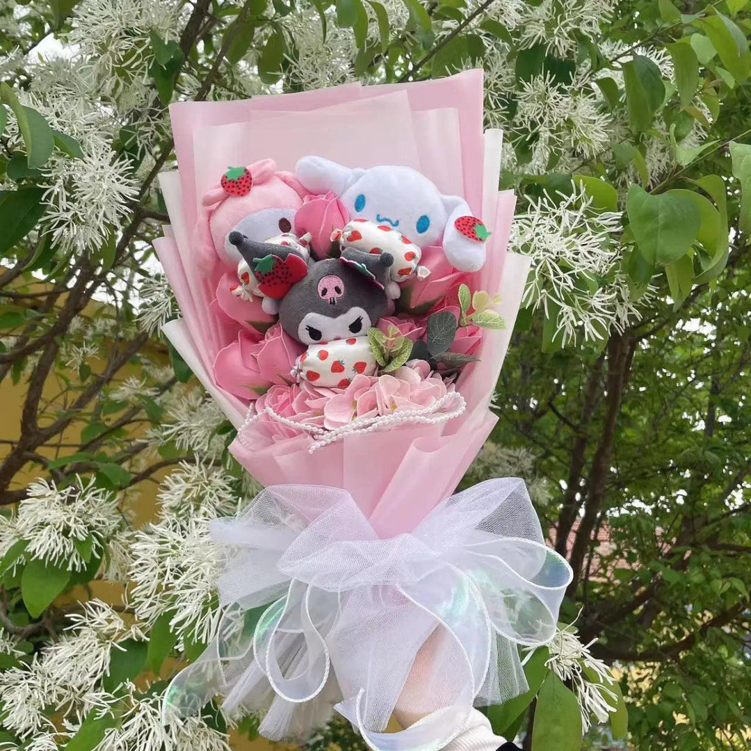 Christmas Gifts Cartoon Sanrio Plush Bouquet My Melody Kuromi Cinnamoroll Kt Cat Plush Doll Toy Valentine Graduation Gifts - Brand My Case