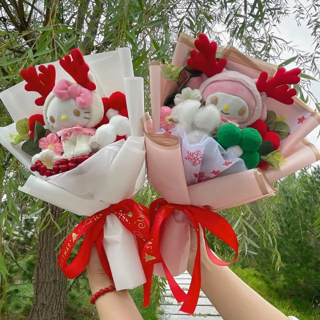 Christmas Gifts Cartoon Sanrio Plush Bouquet My Melody Kuromi Cinnamoroll Kt Cat Plush Doll Toy Valentine Graduation Gifts - Brand My Case