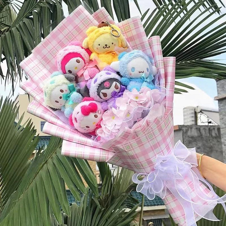 Christmas Gifts Cartoon Sanrio Plush Bouquet My Melody Kuromi Cinnamoroll Kt Cat Plush Doll Toy Valentine Graduation Gifts - Brand My Case