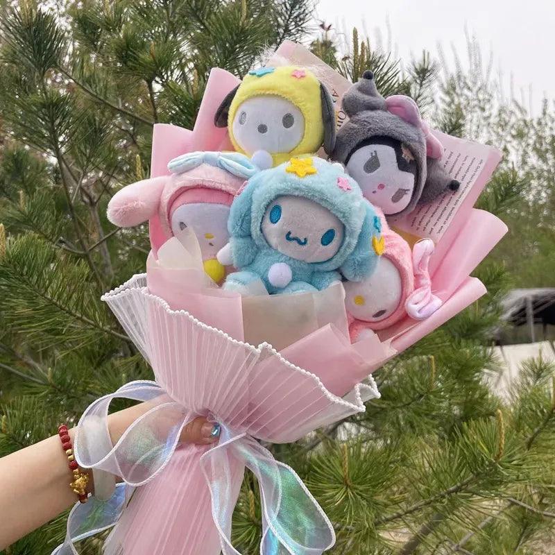 Christmas Gifts Cartoon Sanrio Plush Bouquet My Melody Kuromi Cinnamoroll Kt Cat Plush Doll Toy Valentine Graduation Gifts - Brand My Case