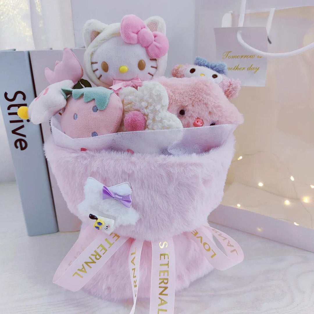 Christmas Gifts Sanrio Plush Cartoon Bouquet My Melody Kuromi Cinnamoroll Kt Cat Plush Doll Toy Valentine Graduation Gifts - Brand My Case