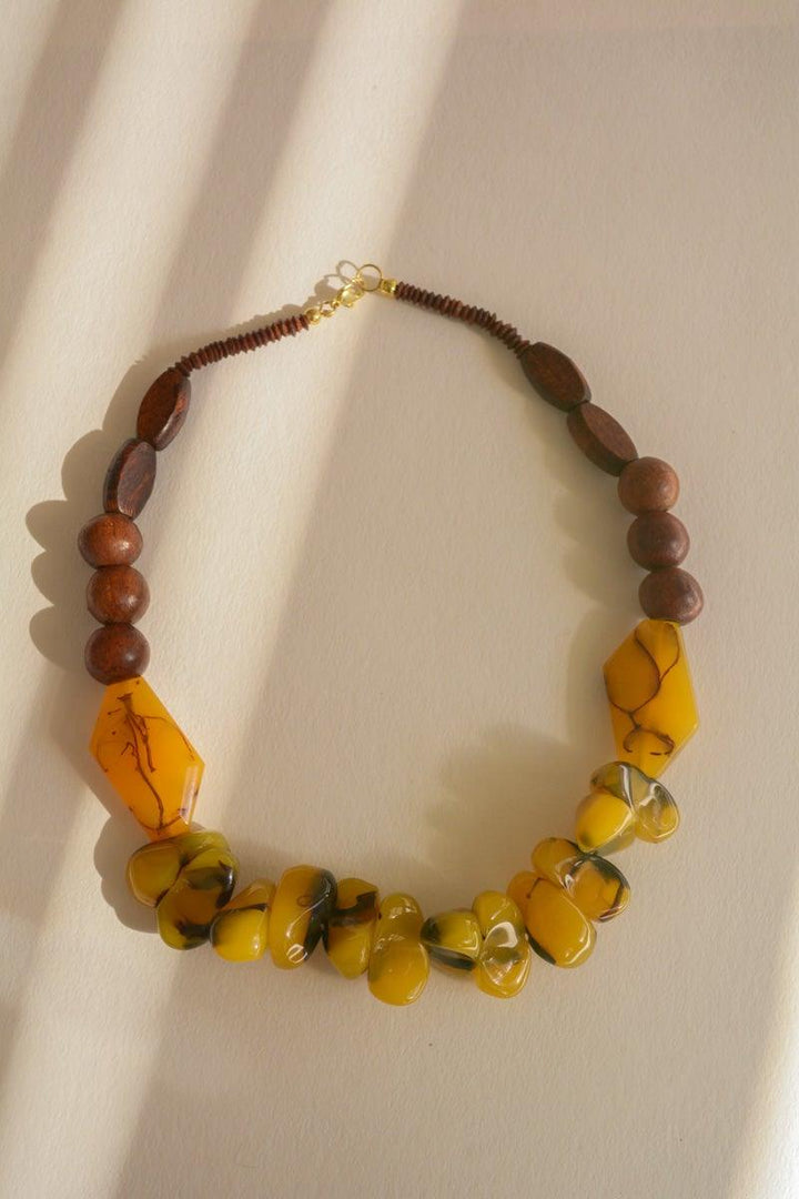 Chunky Amber Beaded Necklace - Brand My Case