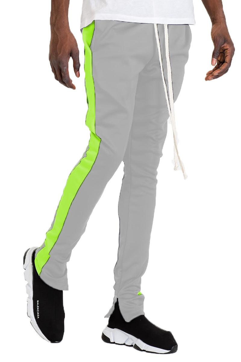 CLASS SLIM FIT TRACK PANTS- GREY/ LIME - Brand My Case