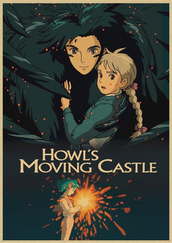 Classic Comic Howl Moving Castle Moving Castle Kraft Paper Retro Cartoon Comic Poster Bars Cafe Decor Sticker - Brand My Case