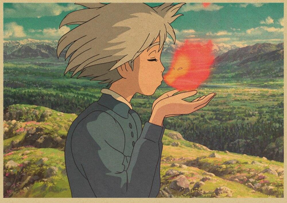 Classic Comic Howl Moving Castle Moving Castle Kraft Paper Retro Cartoon Comic Poster Bars Cafe Decor Sticker - Brand My Case