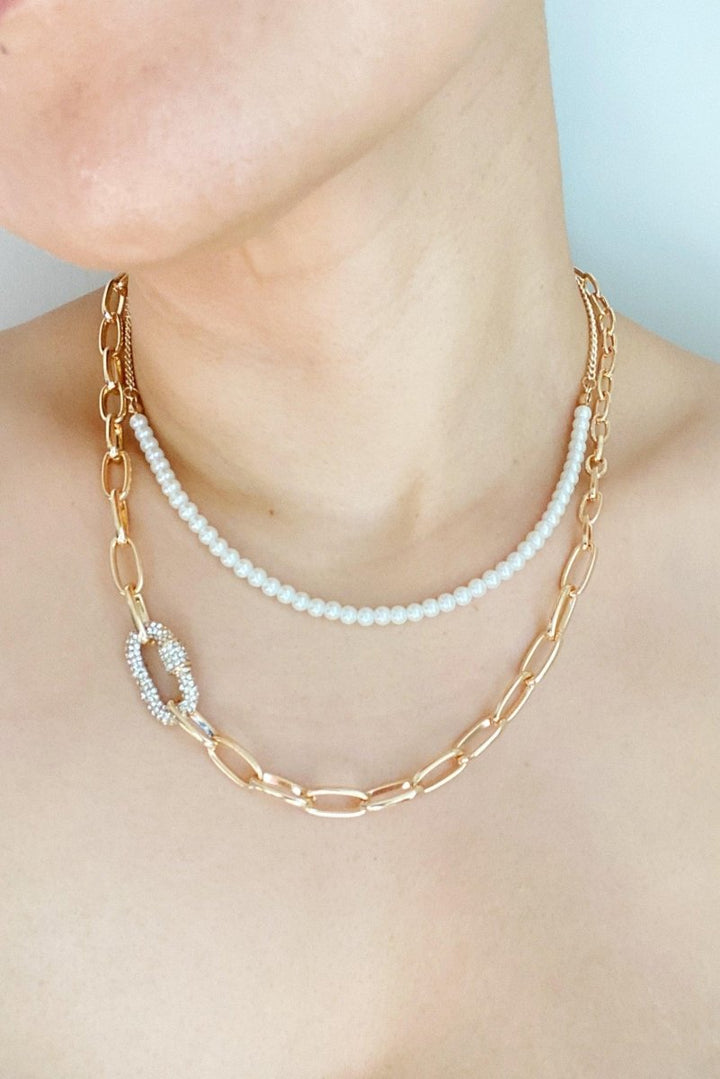 Classic Duo Layered Pearl Necklace Set - Brand My Case