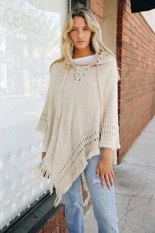 Classic Knit Hooded Poncho - Brand My Case