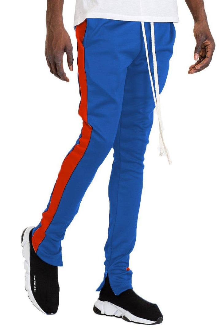 CLASSIC SKINNY FIT TRACK PANTS- ROYAL/ RED - Brand My Case