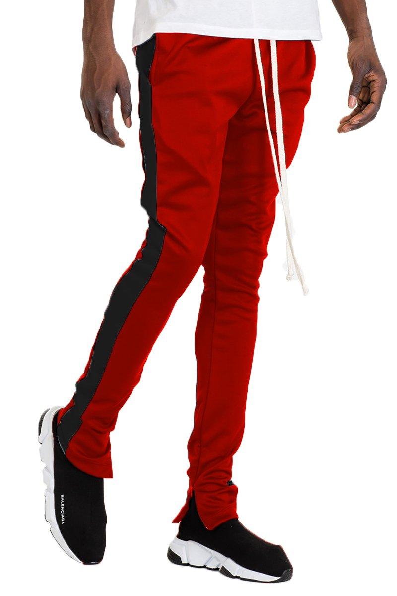 CLASSIC SLIM FIT TRACK PANTS- RED/BLACK - Brand My Case
