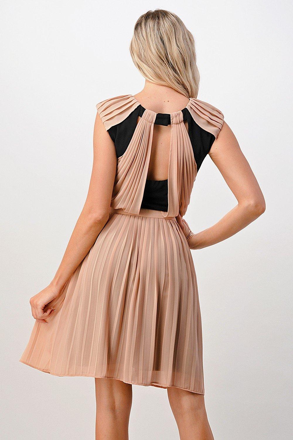 Color Blocked Pleated Fashion Dress - Brand My Case