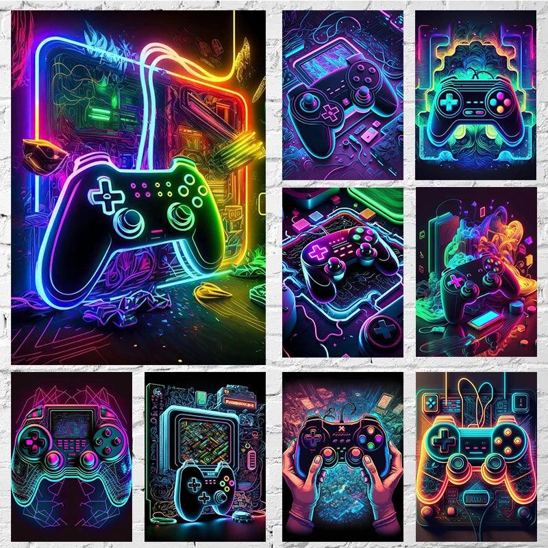 Colorful Gamer Controller Wall Art - Cool Gaming Room Decor Gift - Brand My Case