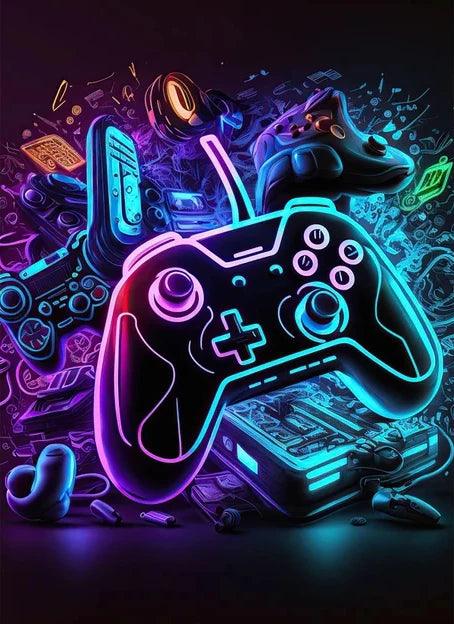 Colorful Gamer Controller Wall Art - Cool Gaming Room Decor Gift - Brand My Case