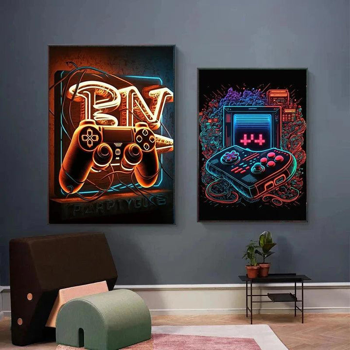 Colorful Gamer Controller Wall Art - Cool Gaming Room Decor Gift - Brand My Case