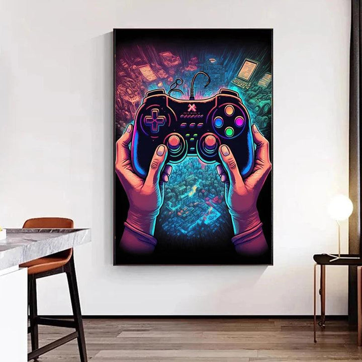 Colorful Gamer Controller Wall Art - Cool Gaming Room Decor Gift - Brand My Case