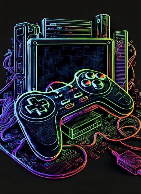 Colorful Gamer Controller Wall Art - Cool Gaming Room Decor Gift - Brand My Case