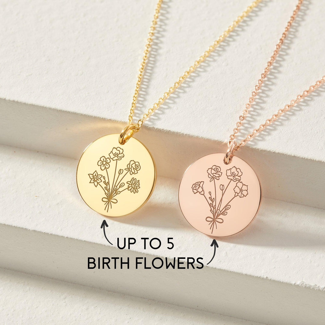 Combined Birth Flower Necklace, Mother Necklace, Birth Flower Jewelry - Brand My Case