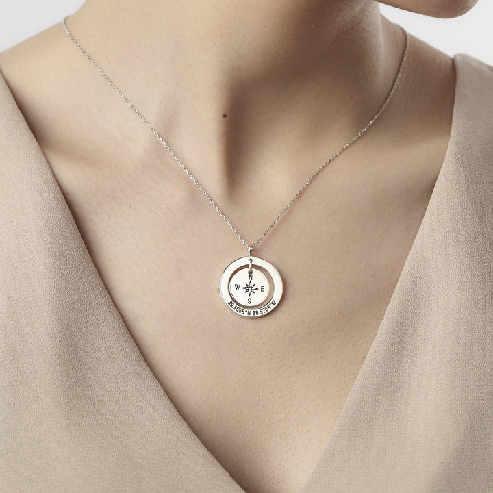 Coordinates Necklace • Long Distance Gift • Latitude Longitude jewelry - Brand My Case
