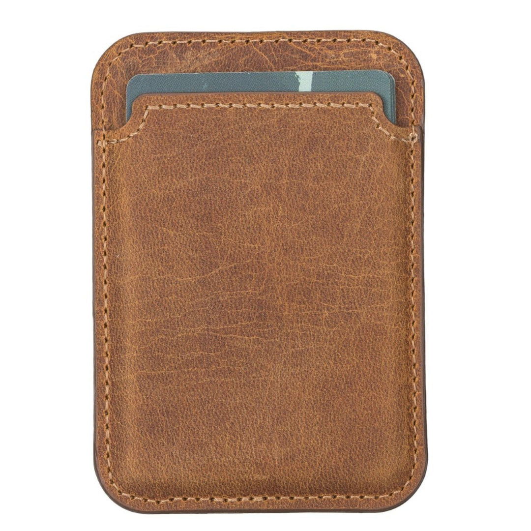 Cortland Full-Grain Leather Card Holder Wallet with Magnet - Brand My Case