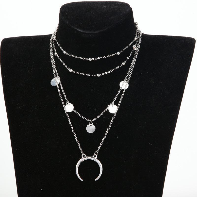 Crescent Horn Moon Layered Necklace - Brand My Case