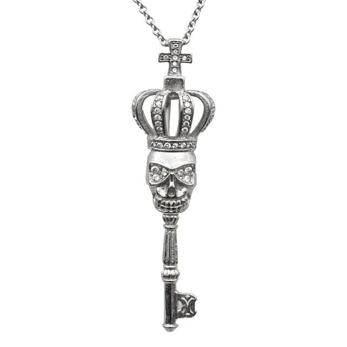 Crowned Skull Key Necklace (WHITE) - Brand My Case