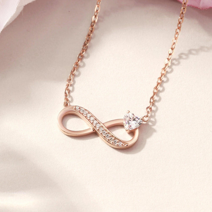 Cubic Zirconia Stone Necklace, Infinity Silver Necklace, Stone - Brand My Case