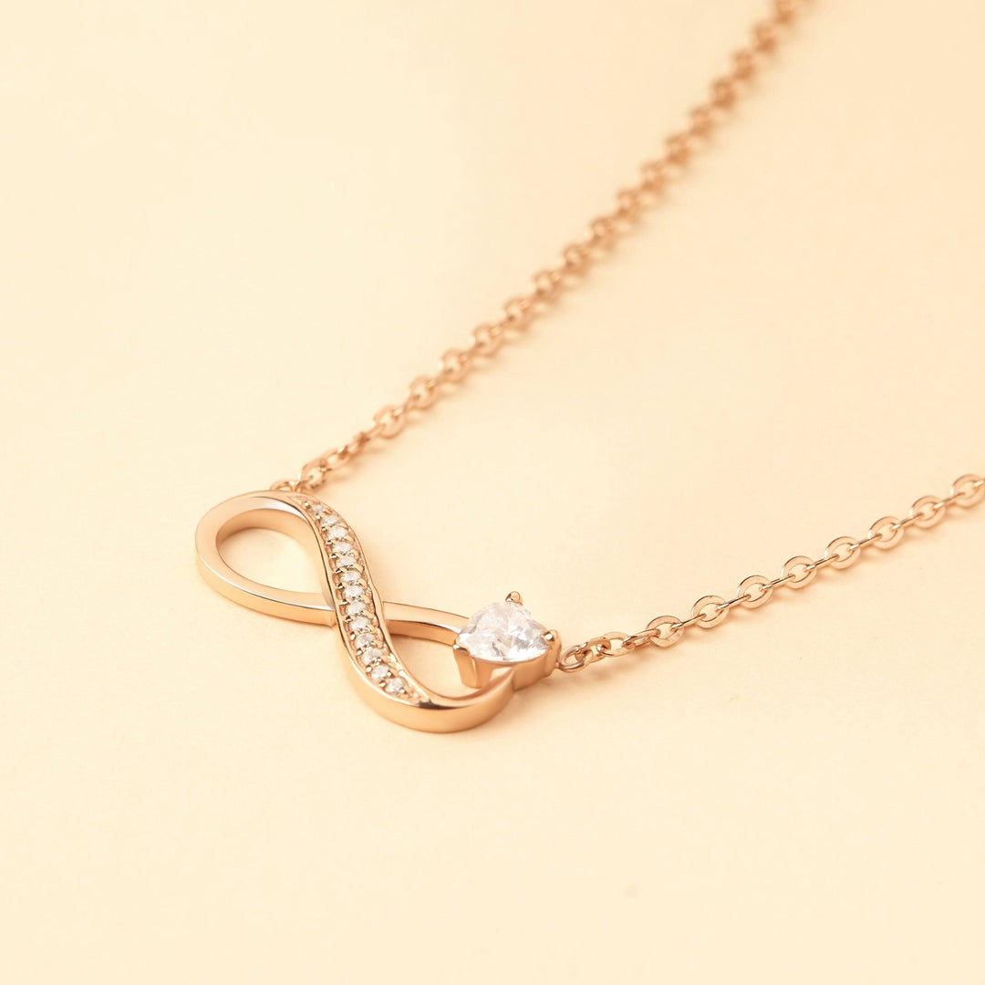 Cubic Zirconia Stone Necklace, Infinity Silver Necklace, Stone - Brand My Case