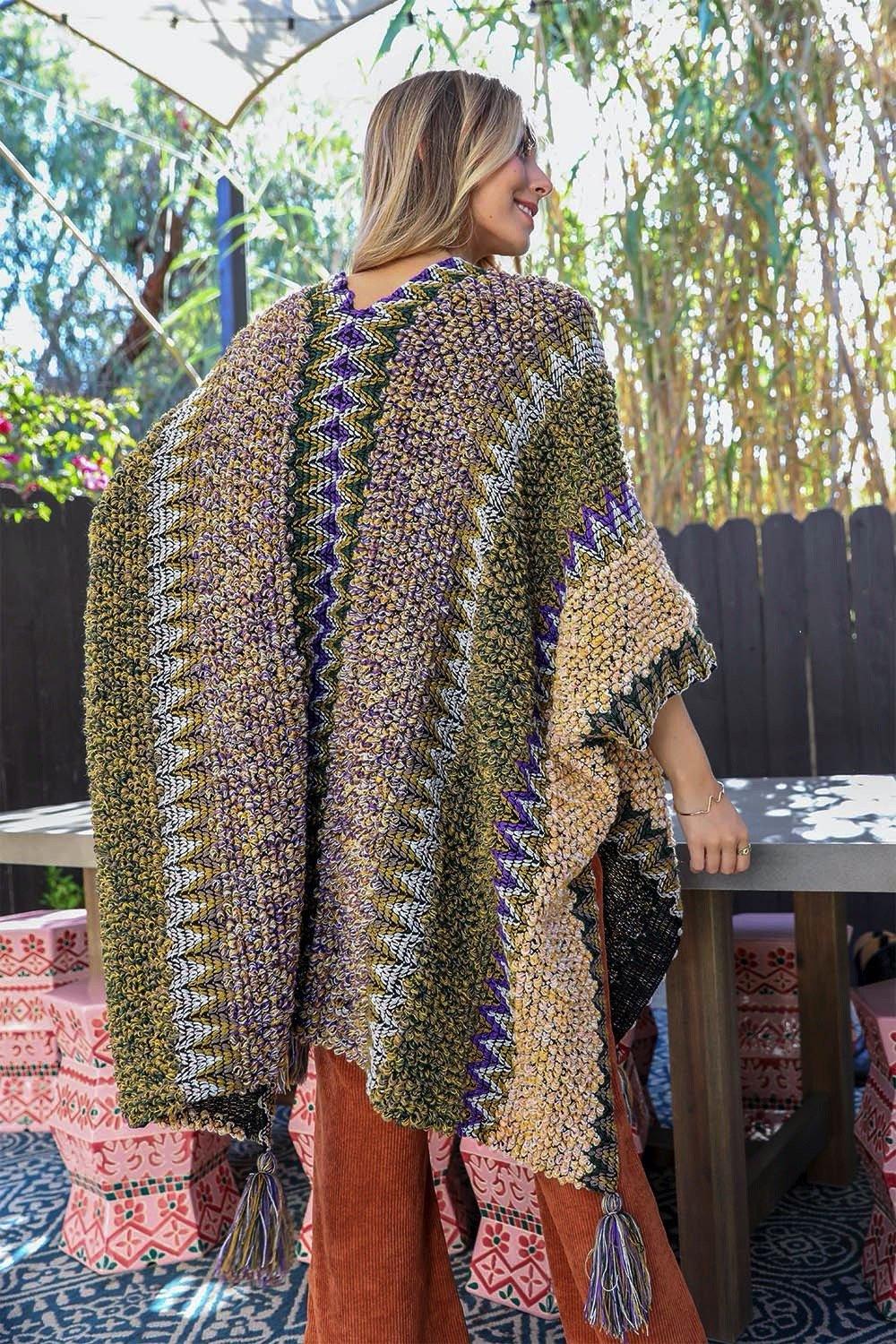 Cuddle Season Crochet Patterned Ruana - Brand My Case